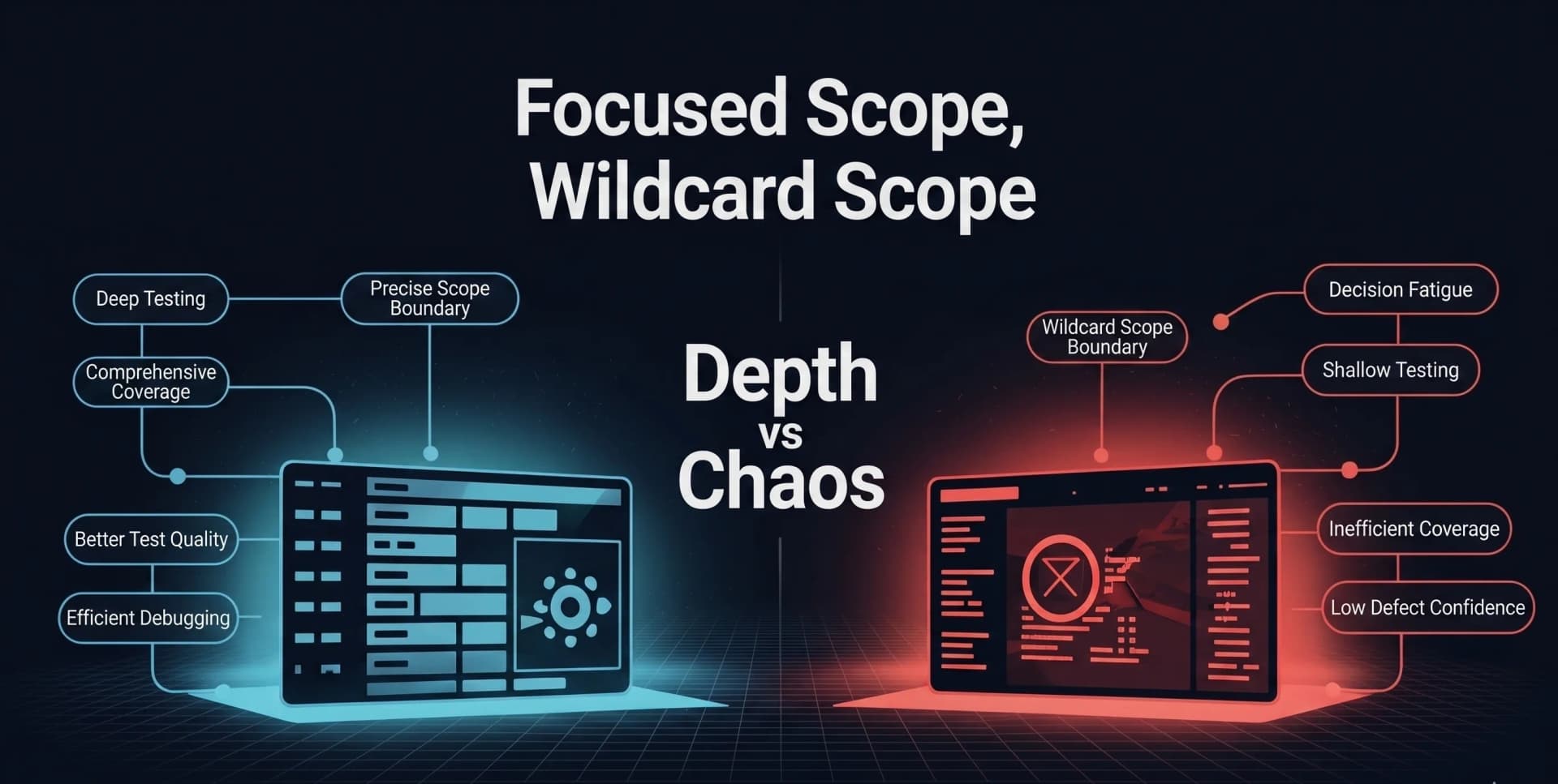 Comparison of a focused single-application scope versus a wide wildcard scope with thousands of subdomains for bug bounty hunting